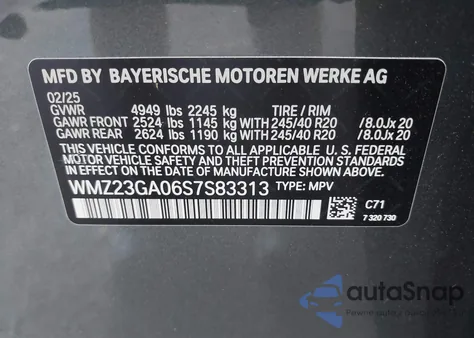 2025 Mini Countryman Cooper S z USA, uszkodzony, nr VIN WMZ23GA06S7S83313